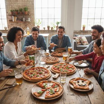 Pizza-menu voor gemengde groepen: vlees, veggie, kids