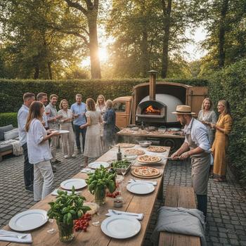 Houtgestookte pizza catering op locatie, stap voor stap