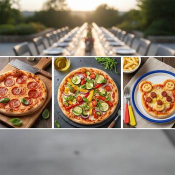 Pizza-menu voor gemengde groepen: vlees, veggie, kids